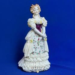 Antique Rare Germany Dresden Lace Volkstedt Lady Porcelain Figure by Ernst Bohne