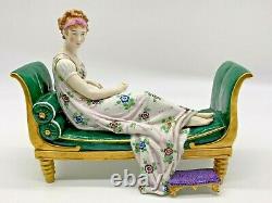 Antique Rare Sitzendorf 1918 German Vintage Porcelain Figurine Madame Recamier