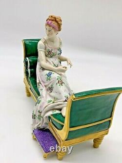 Antique Rare Sitzendorf 1918 German Vintage Porcelain Figurine Madame Recamier