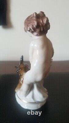 Antique Rosenthal #496 Cherub Putti withDog M H Fritz Figurine Excellent Condition