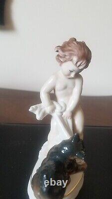 Antique Rosenthal #496 Cherub Putti withDog M H Fritz Figurine Excellent Condition