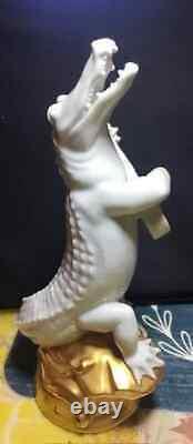 Antique Rosenthal Bavaria Singing Crocodile withguitar Porcelain Figurine With Frog