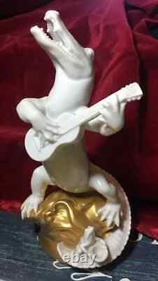 Antique Rosenthal Bavaria Singing Crocodile withguitar Porcelain Figurine With Frog