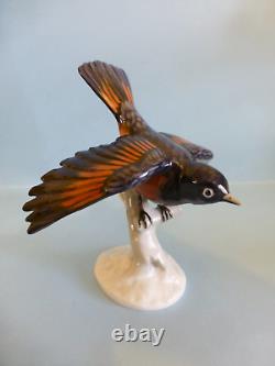Antique Rosenthal bird statuette, Redstart, vintage porcelain bird figurine