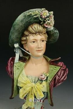 Antique Royal Dux Majolica figurine Bust of Lady WorldWide