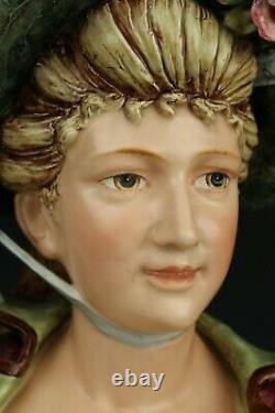 Antique Royal Dux Majolica figurine Bust of Lady WorldWide