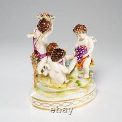Antique Rudolstadt Volkstedt Porcelain Putti Cherubs with Grapes & Fruit Figurine