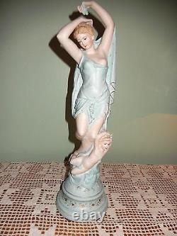 Antique Semi Nude Goddess With Cherub Figurine Exc Just Enlarge Image! Beautiful