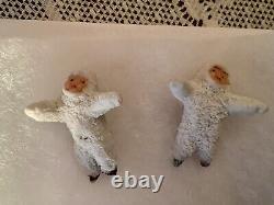 Antique Set Of 7 Rare German Hertwig Bisque Tiny Snow Babies