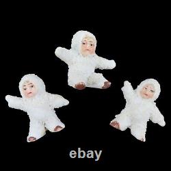 Antique Set of 3 German Snow Babies Miniature Figurines White Porcelain Germany