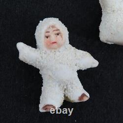 Antique Set of 3 German Snow Babies Miniature Figurines White Porcelain Germany