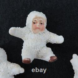 Antique Set of 3 German Snow Babies Miniature Figurines White Porcelain Germany