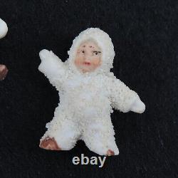 Antique Set of 3 German Snow Babies Miniature Figurines White Porcelain Germany