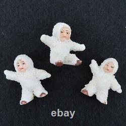 Antique Set of 3 German Snow Babies Miniature Figurines White Porcelain Germany