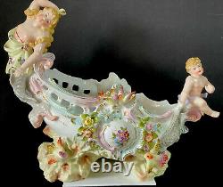 Antique Sitzendorf 1884-1902 German Porcelain Large Vase Figurine