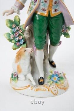 Antique Sitzendorf Porcelain Figurines Dancing Couple Floral Motif GERMANY