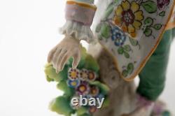 Antique Sitzendorf Porcelain Figurines Dancing Couple Floral Motif GERMANY