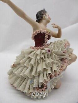 Antique Unterweissback Dresden Germany porceain large ballerina lace figure 8357