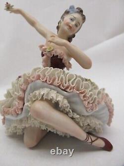 Antique Unterweissback Dresden Germany porceain large ballerina lace figure 8357