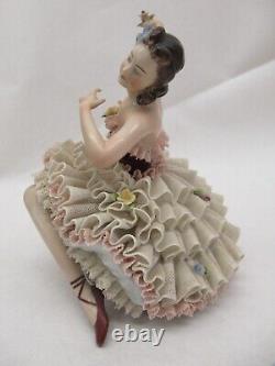 Antique Unterweissback Dresden Germany porceain large ballerina lace figure 8357