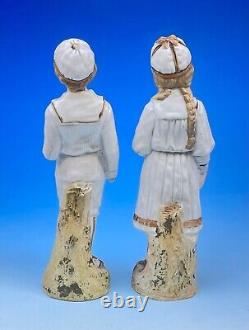 Antique Victorian Heubach Germany Bisque Tennis Player Figurines Mint Condition