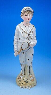 Antique Victorian Heubach Germany Bisque Tennis Player Figurines Mint Condition