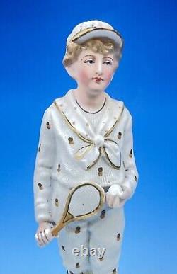 Antique Victorian Heubach Germany Bisque Tennis Player Figurines Mint Condition