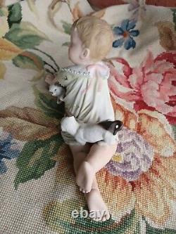 Antique Victorian Signed Heubach Bisque Piano Baby Cat Kitten Figurine 11
