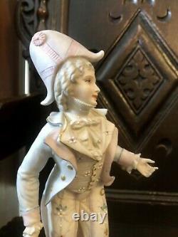 Antique Victorian bisque porcelain figurines 18th C Dresden Meissen Style Statue