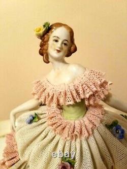 Antique Vintage Dresden Lace Volkstedt Dancer Ballerina Figurine