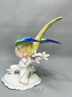 Antique Vintage German Volkstedt Porcelain Bird Parrot Figurine 9'