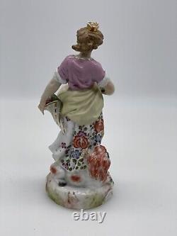 Antique Voigt Brothers/ Sitzendorf Germany Porcelain Figurine Woman / Lion