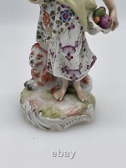 Antique Voigt Brothers/ Sitzendorf Germany Porcelain Figurine Woman / Lion