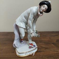 Antique Volkstedt Pierrot Art Deco Porcelain German Figurine Figure STUNNING