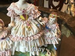 Antique Volkstedt Porcelain Lace Figurine, Woman, Children? AS IS
