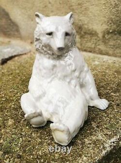 Antique charming german G. Heubach porcelain figurine of sitting bear c. 1915