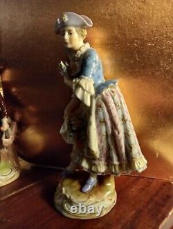 Antique dresden porcelain figurine german 18c meissen lady commedia della artes