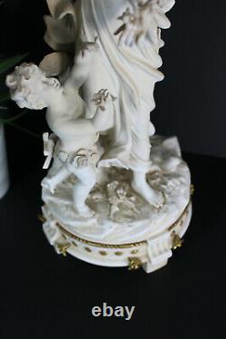 Antique german marked Sax porcelain Bisque porcelain group cherub lady