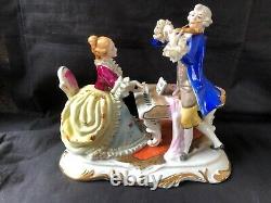 Antique german porcelain figurine pair of musicians