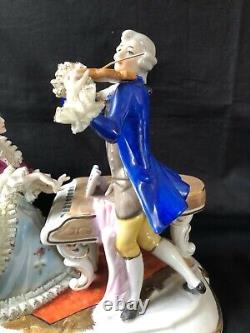 Antique german porcelain figurine pair of musicians