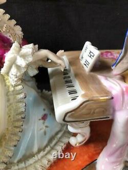 Antique german porcelain figurine pair of musicians