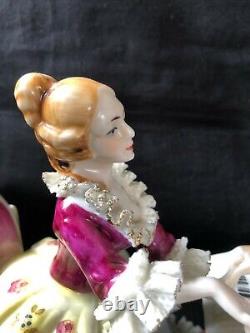 Antique german porcelain figurine pair of musicians