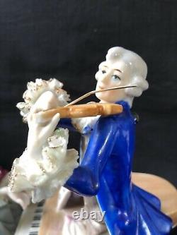 Antique german porcelain figurine pair of musicians