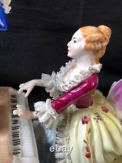 Antique german porcelain figurine pair of musicians