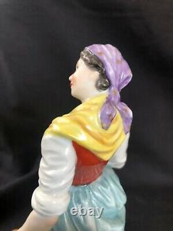 Antique german porcelain lady with flowerbasket. Marked Bottom + number