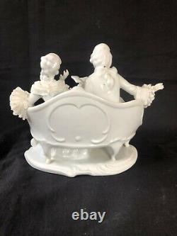 Antique german porcelain white figurine lady and lord. Marked bottom