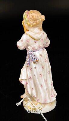 Antique meissen porcelain figurine Girl Playing Harp Orchestra Series Early 19