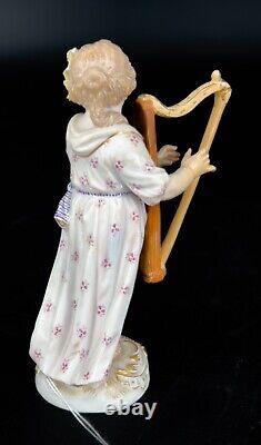 Antique meissen porcelain figurine Girl Playing Harp Orchestra Series Early 19