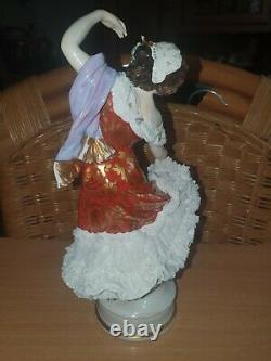 Antique original porcelain Figurine lace dress 1890 Germany Volkstedt