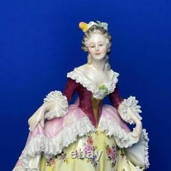 Antique original porcelain volkstedt lady lace figurine marked 1900s RARE